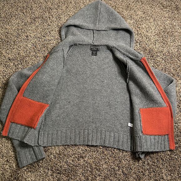 Abercrombie & Fitch 100% Lamb Wool Knit Zip Up Grey Sweater Size Medium - Picture 4 of 13